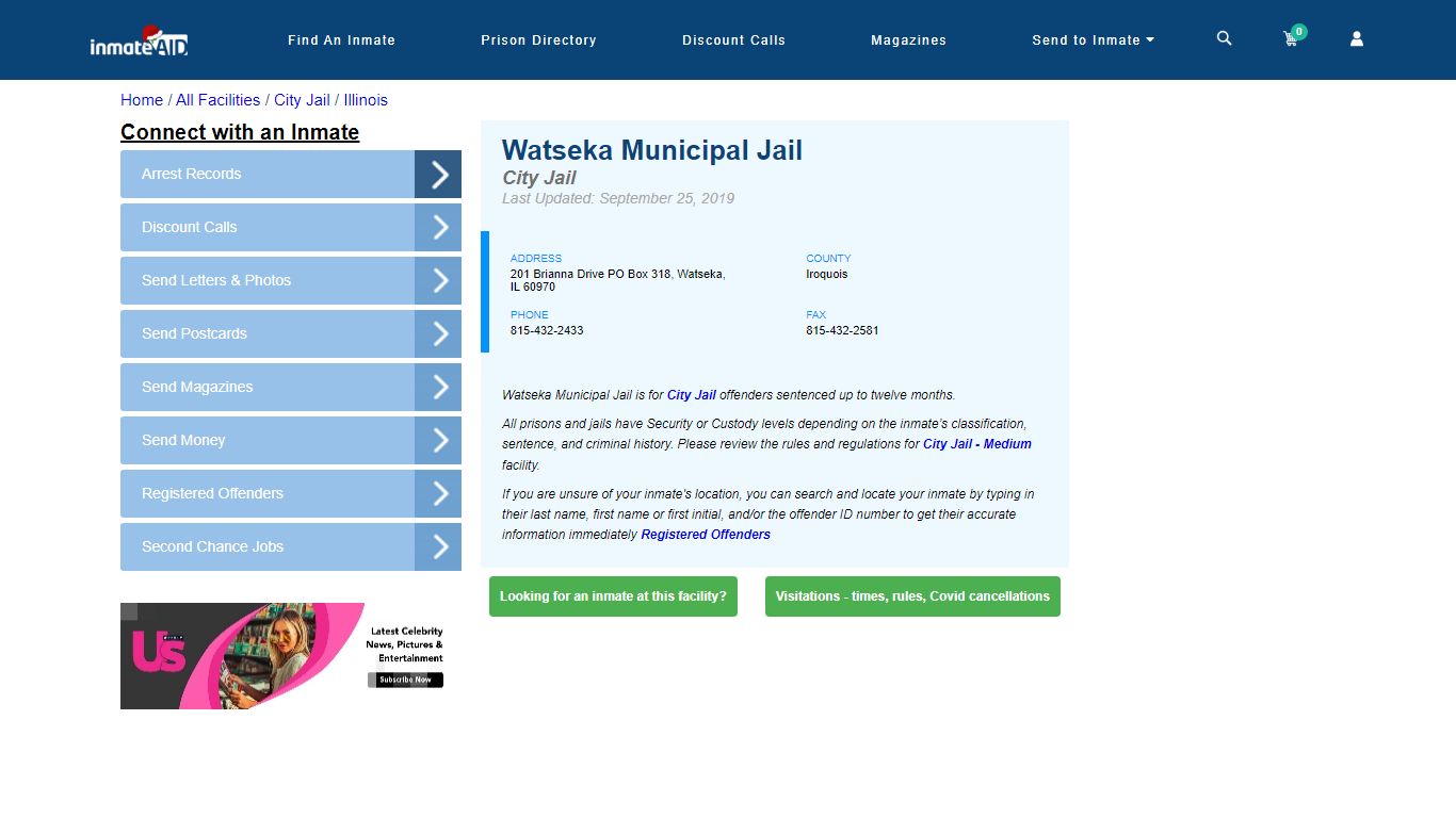 Watseka Municipal Jail | Inmate Locator