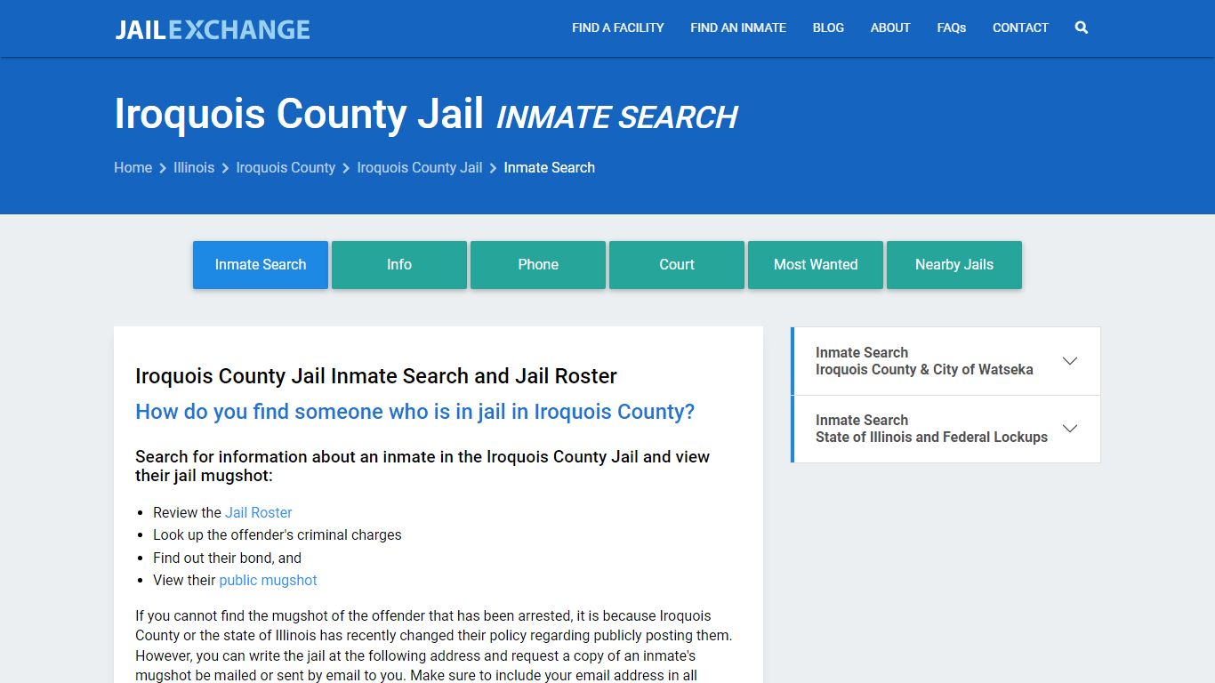 Iroquois County Jail Inmate Search - Jail Exchange